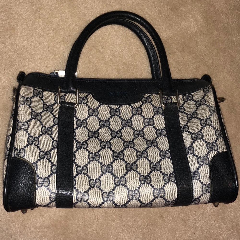 Vintage Gucci Small Boston Bag w/ makeup bag & mini coin purse